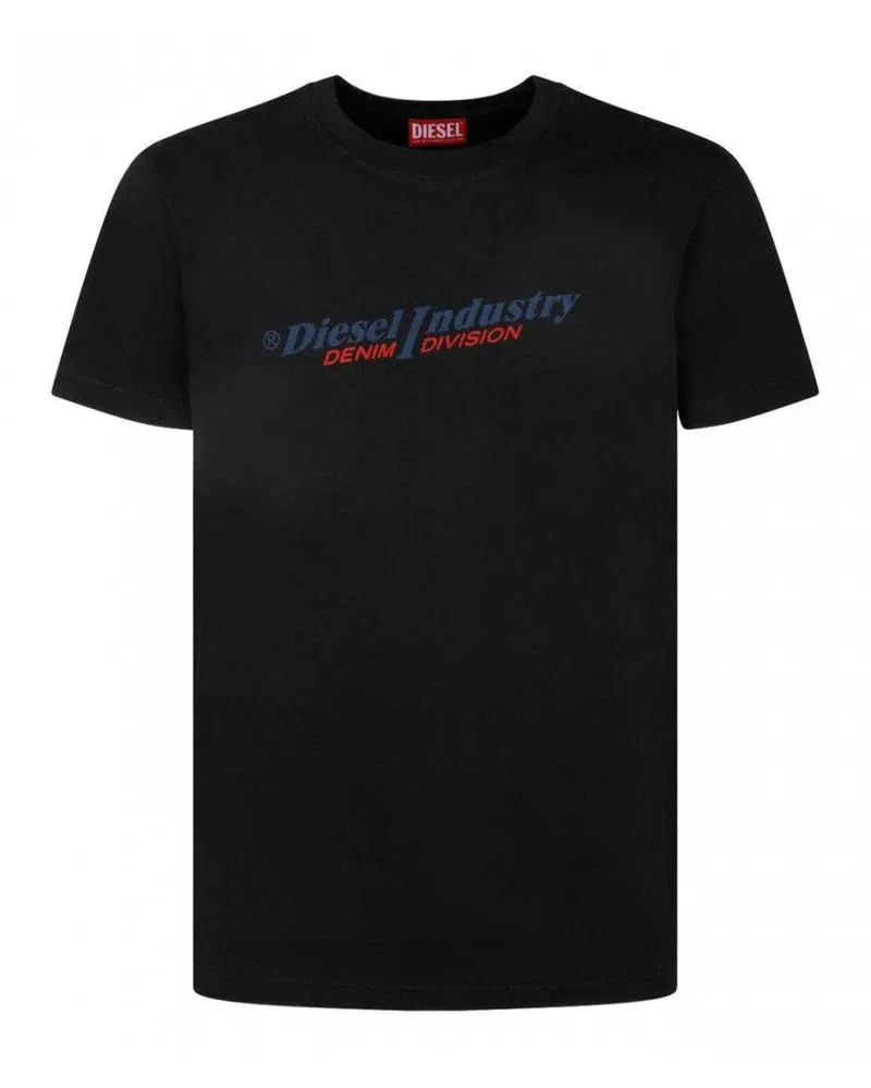 Diesel Unisex Erwachsenen Branchen Denim Division Logo T-Shirt (Schwarz Schwarz