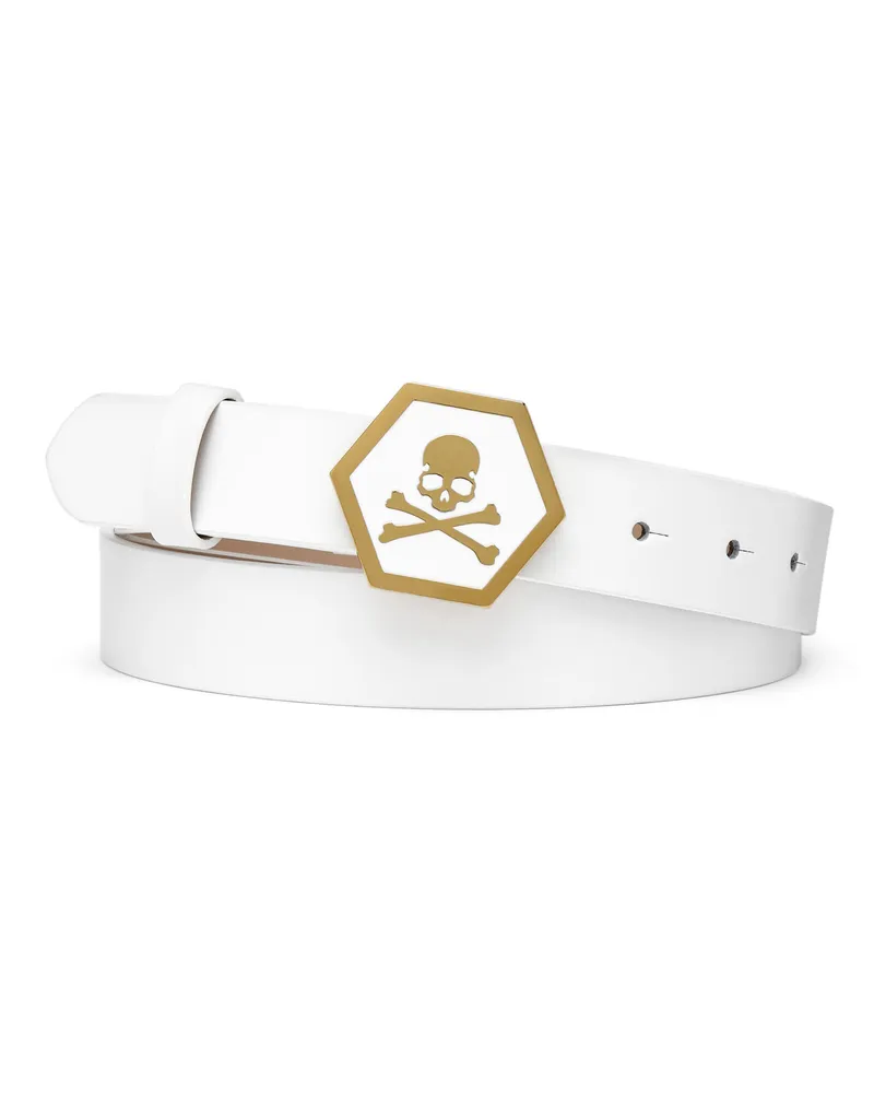 Philipp Plein Gürtel Skull Weiß