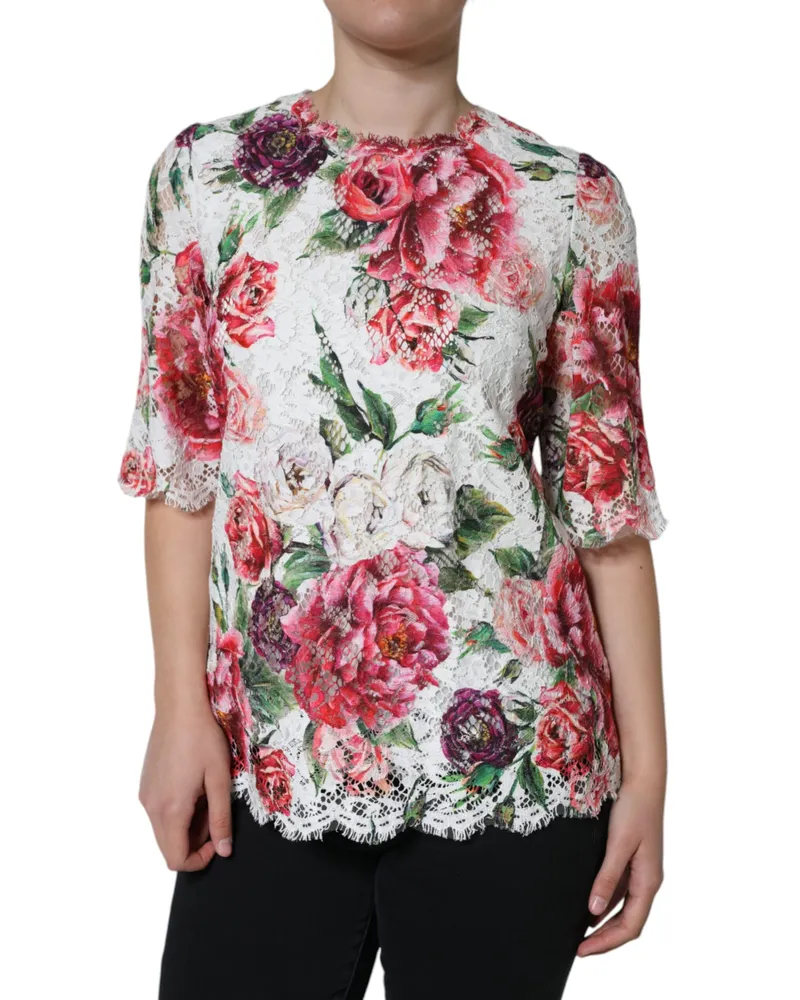Dolce & Gabbana Blumen-Spitzenoberteil Weiß
