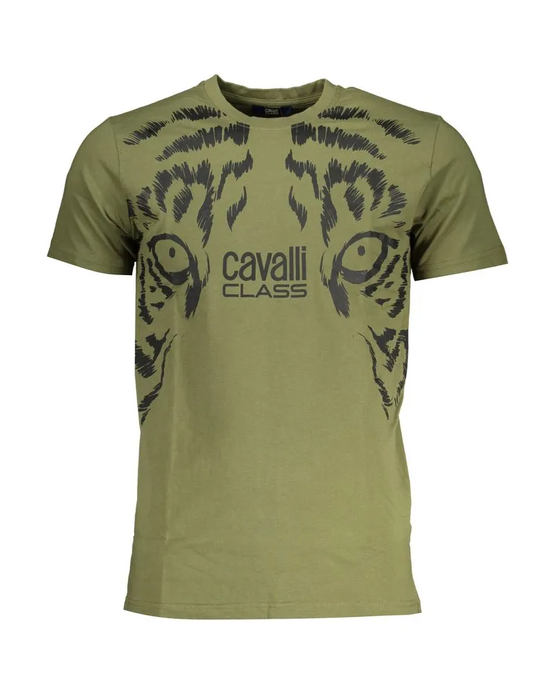 Roberto Cavalli Tiger Eye T-Shirt kurzärmelig Rundhals Khaki