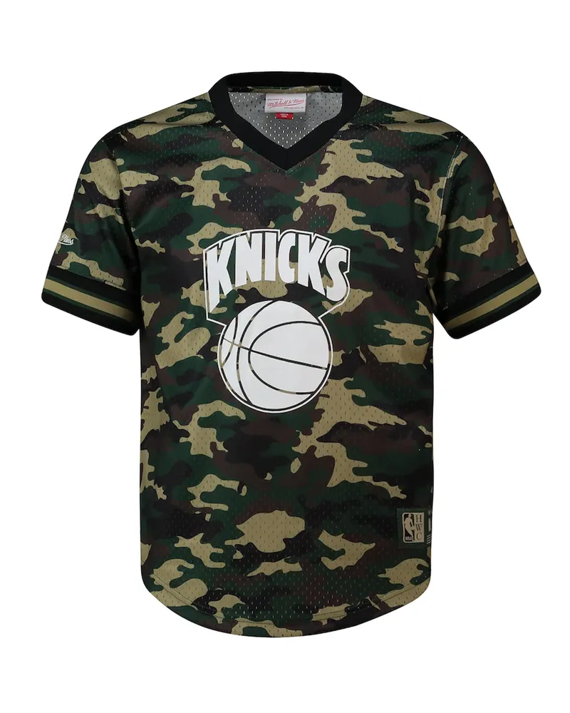 Mitchell & Ness NBA New York Knicks Herren Camo Mesh T-Shirt Grün