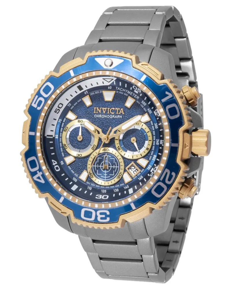Invicta TI-22 49496 Herrenarmbanduhr - Quarzwerk - Titan mit Blauem Zifferblatt - 48 mm Grau