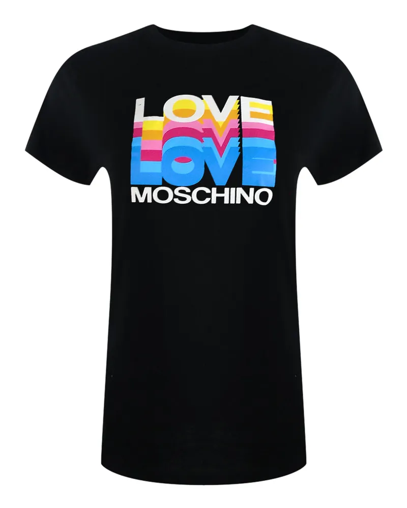 Moschino Layered Logo Schwarzes T-shirt Schwarz