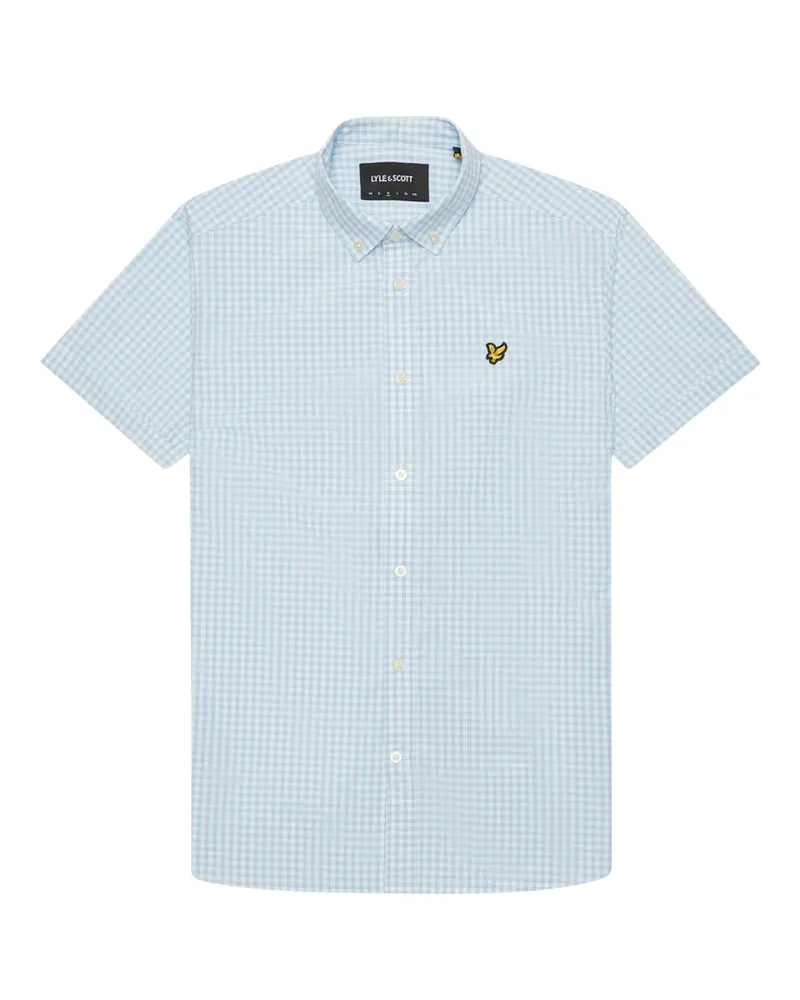 Lyle & Scott Kurzärmliges blaues Gringham-Hemd von Blau