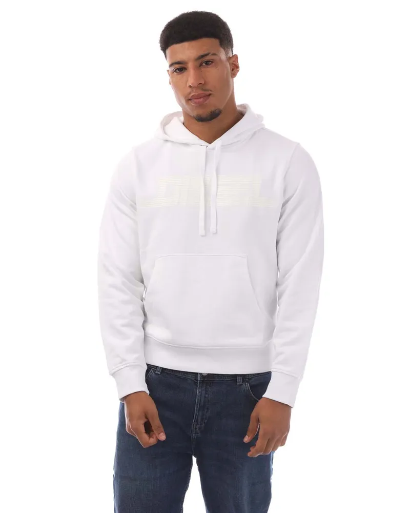 Diesel Ginn 12-G Hoodie für Herren mit einfarbigem Logo - Weiß Weiß