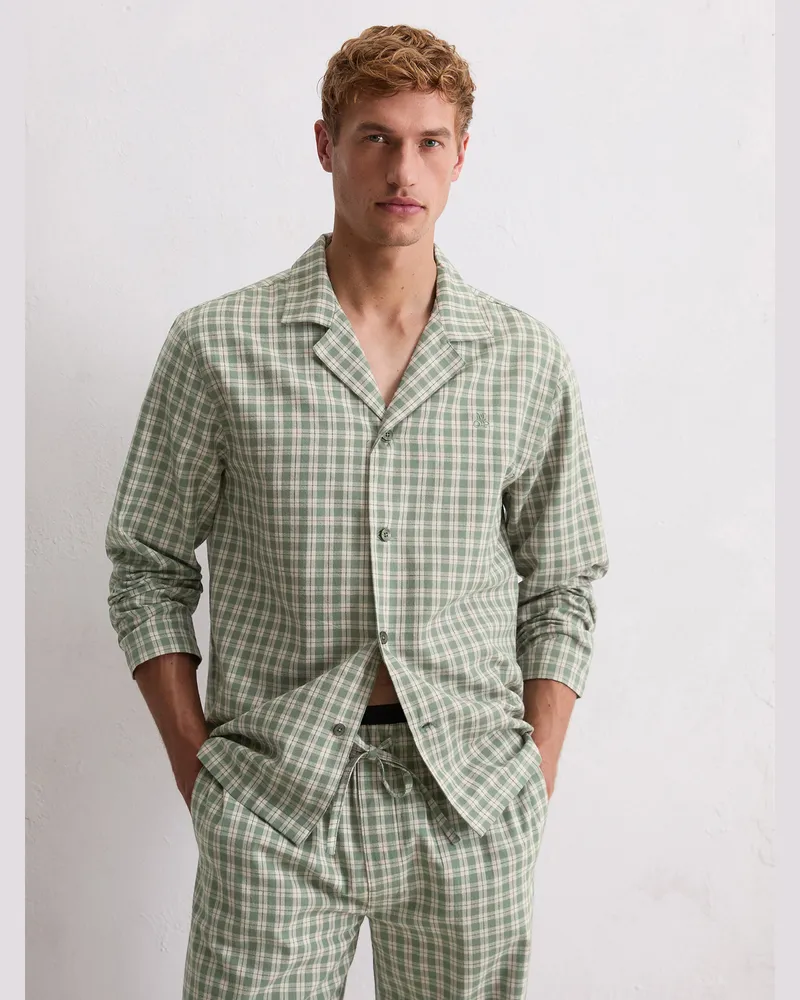 Marc O'Polo Pyjamaoberteil Cozy Flannel Grün