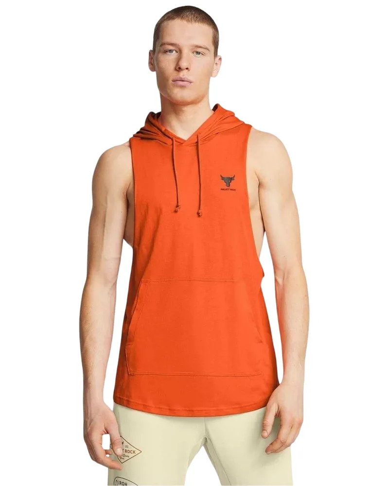 Under Armour Project Rock Payoff" Kapuzenpullover für Herren, Ärmellos (Orange Orange