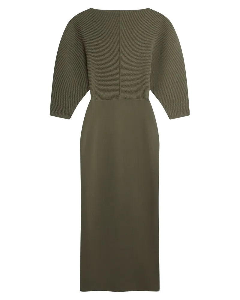 Ted Baker Vanitha Maxikleid Aus Gestricktem Rippenmuster, Dunkelgrün Oliv