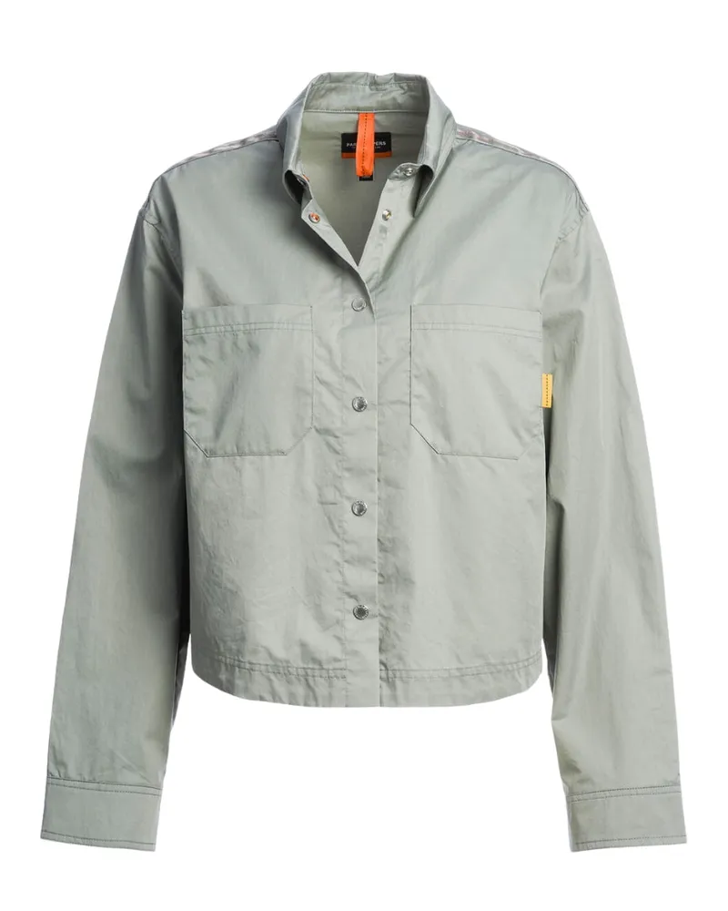 Parajumpers kurze, geknöpfte Jacke mit Fuchsfellbesatz - Grau Grau