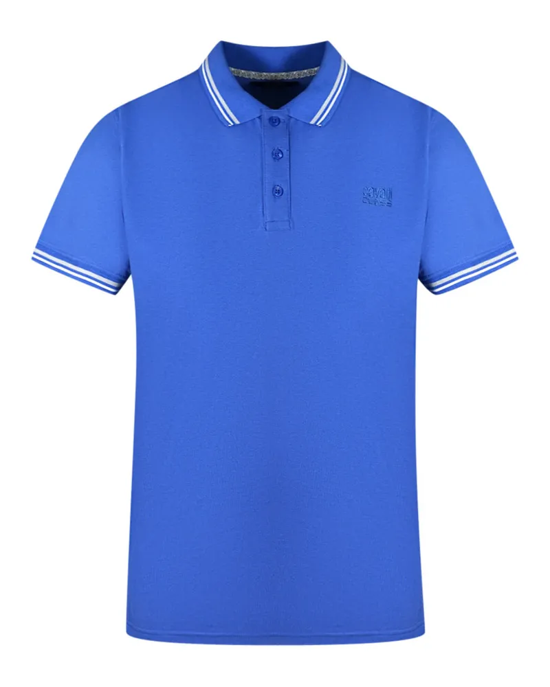 Roberto Cavalli Polohemd mit Zwillings-Paspelkragen in Blau Blau