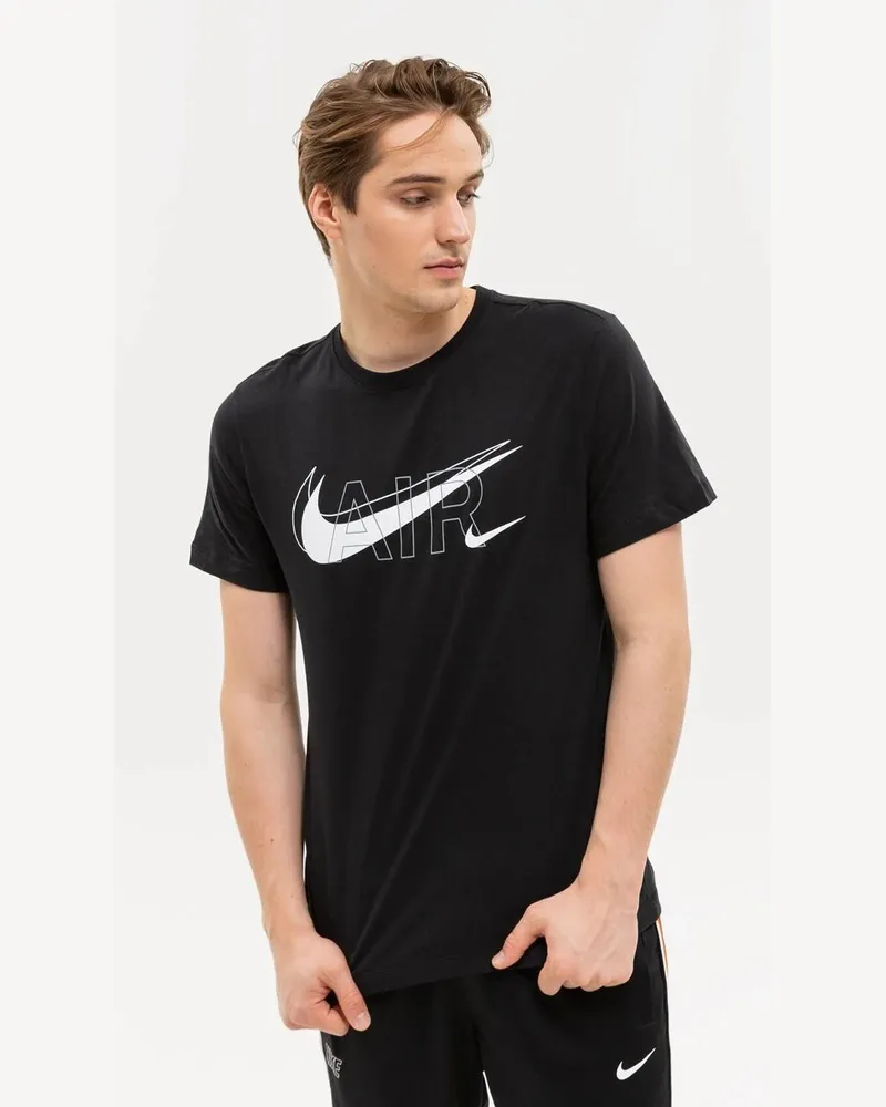 Nike Air Print Herren Sportswear Multi Swoosh T-Shirt in Schwarz Schwarz