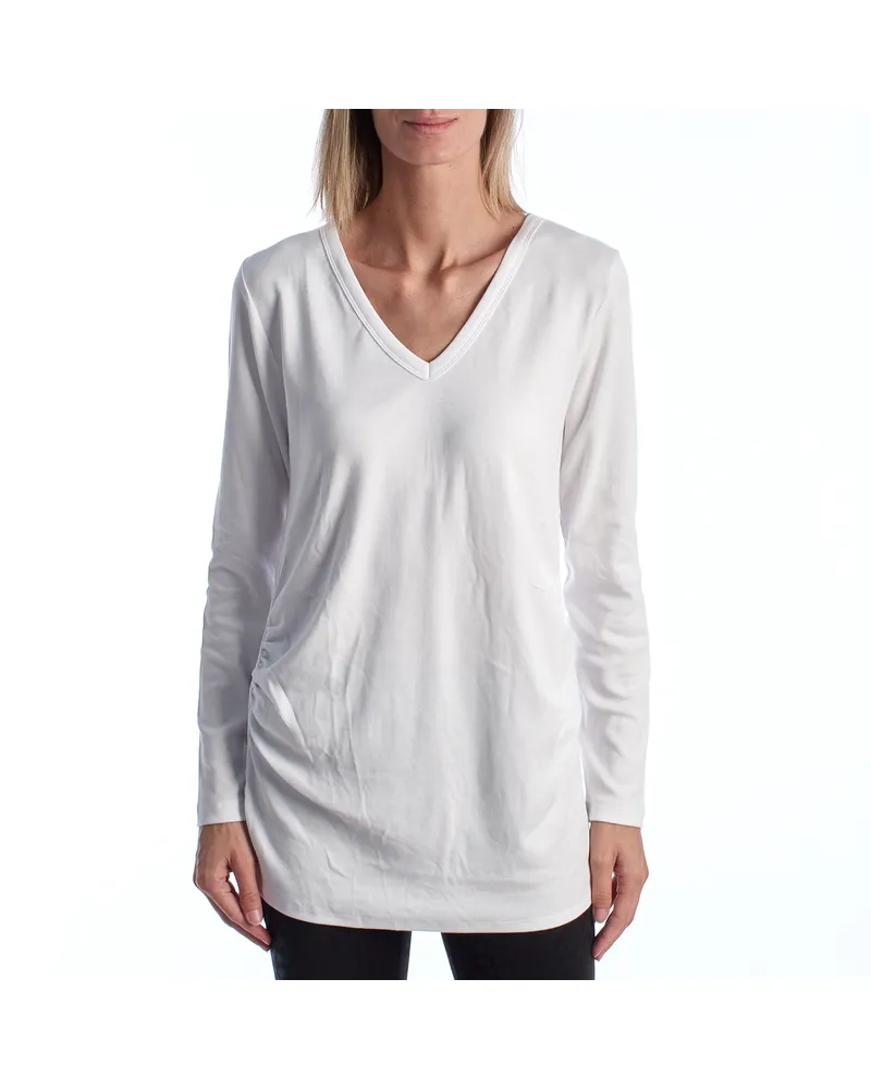 GAP Modernes Umstands-T-Shirt mit V-Ausschnitt Langarm 719653 Damen Weiß