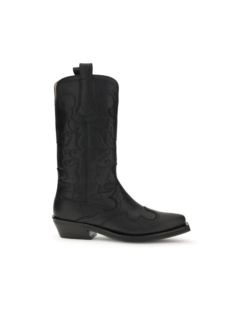 Ganni Recycelte Lederstiefel - Schwarz Schwarz