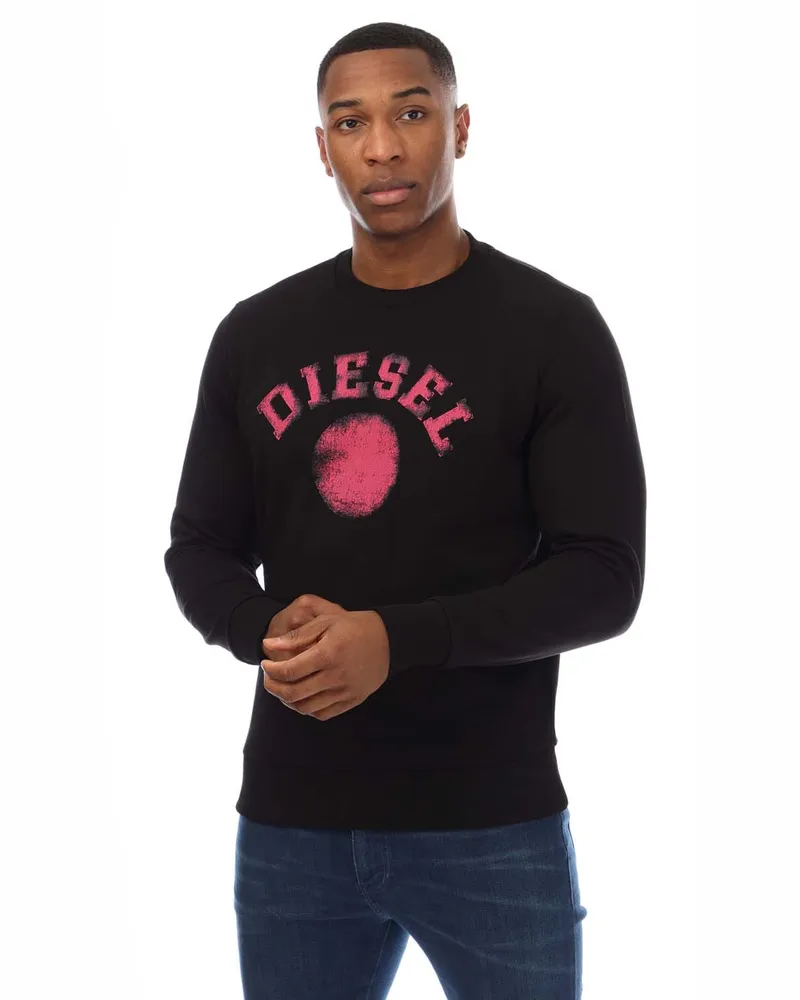 Diesel Schwarzes Sweatshirt Mit Verblasstem Punktlogo Schwarz