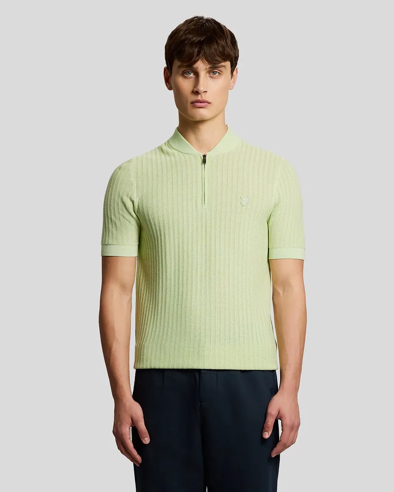 Lyle & Scott Superfeine Baumwolle 1/4 Zip Strick-Polo Grün