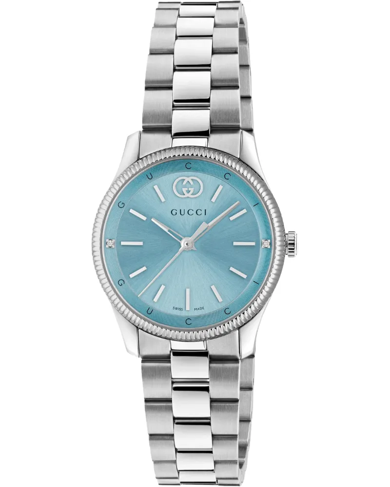 Gucci YA1265068 G-Timeless Damen 29 mm Blau Zifferblatt Edelstahl Uhr Silber