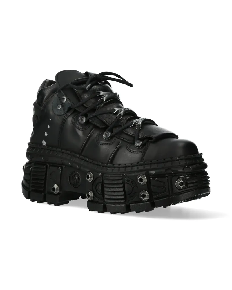 New Rock Goth Leder Stiefeletten-WALL106-S25 Schwarz