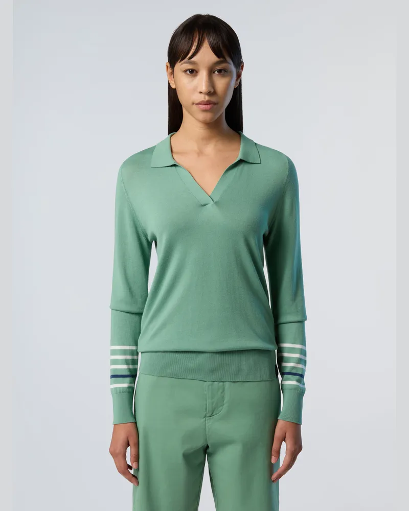 North Sails Pullover Aloe Vera mit V-Ausschnitt Grün
