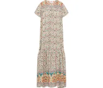 Sommerkleid mit Blumenprint Damen Wollweiß Mehrfarbig