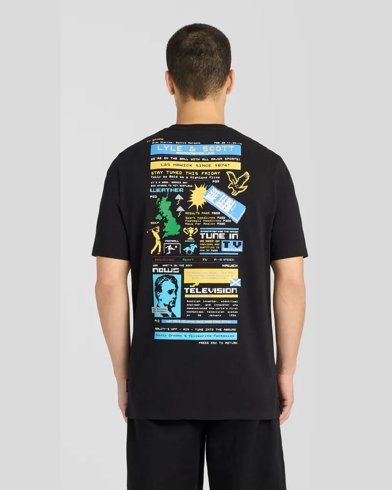 Lyle & Scott TV Pixel Graphic T-Shirt Schwarz