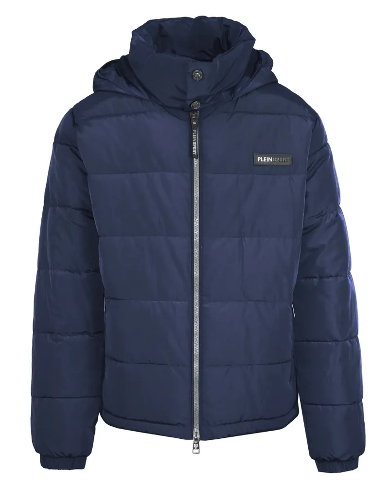 Philipp Plein Bold Back Logo Wattierte Jacke in Marineblau Marineblau