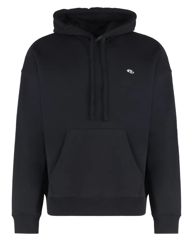Diesel Hoodie Mit Kleinem Logo, Schwarz Schwarz