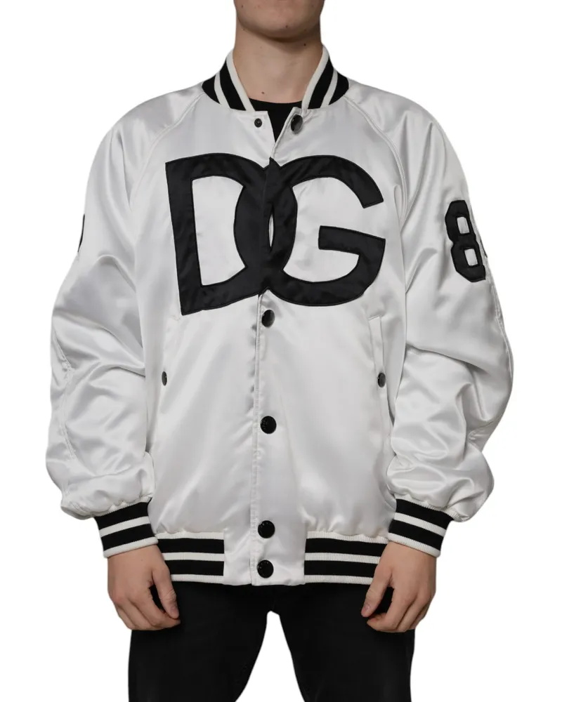 Dolce & Gabbana Dg Varsity Satin Bomberjacke Weiß