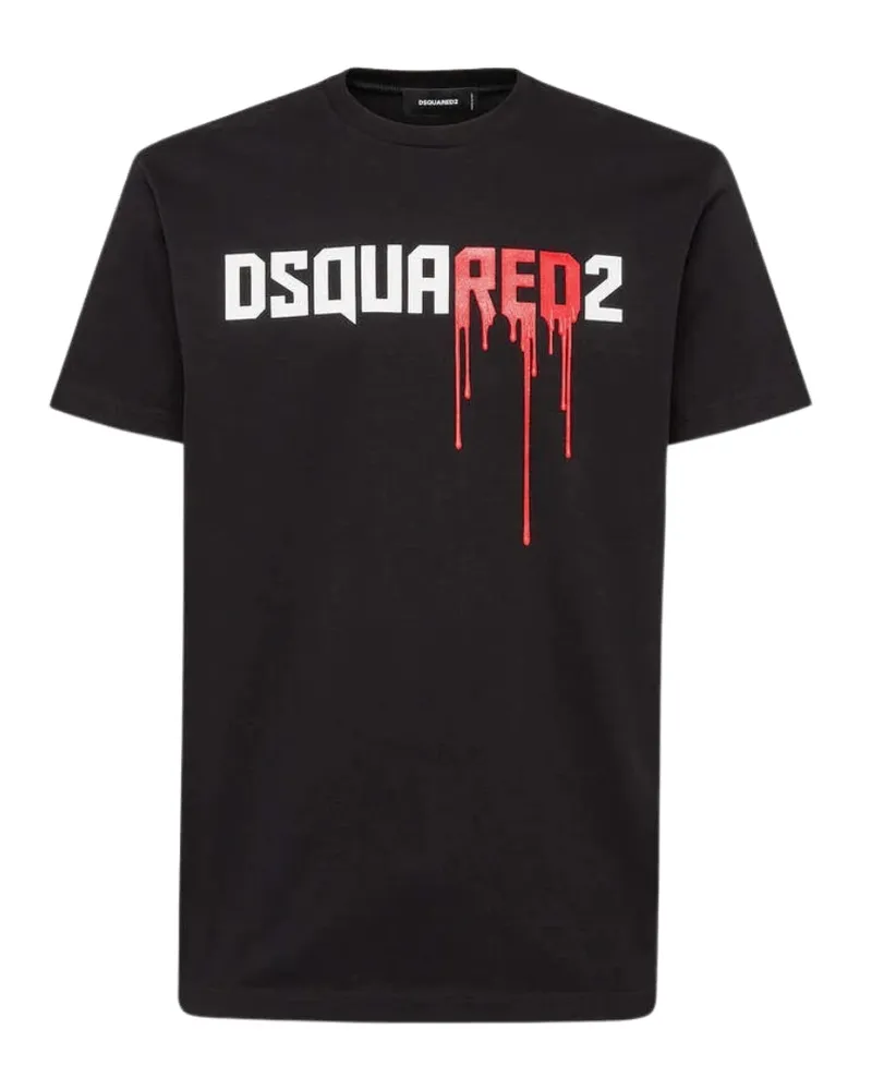 Dsquared2 T-Shirt mit Bloody Red Logo - Schwarz Schwarz
