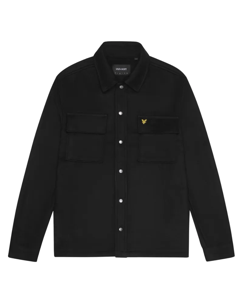 Lyle & Scott Plain Jet Black Overshirt-Jacke Schwarz