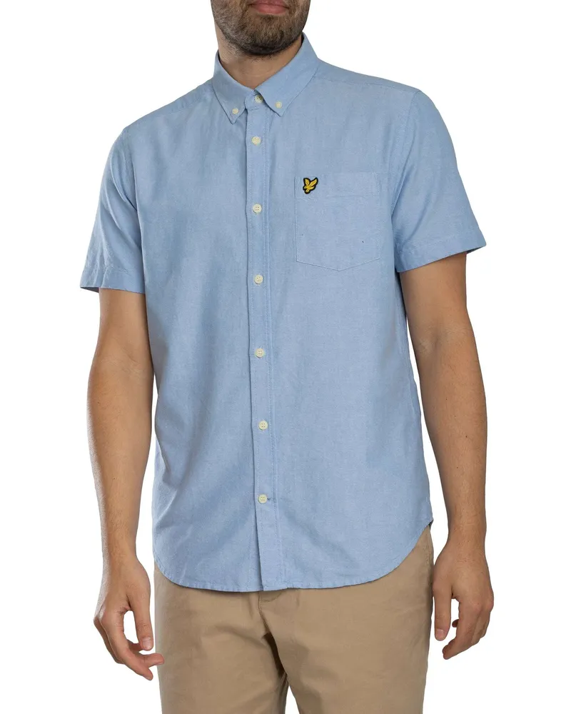 Lyle & Scott Kurzärmliges Oxford-Hemd, Blau Blau