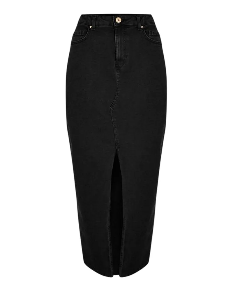 Pieces Bleistiftrock für Damen, Denim (Schwarz Schwarz