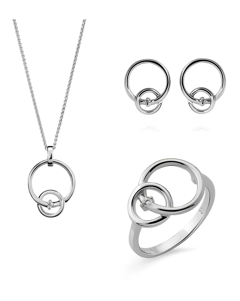 Orphelia Antoine' Damen-Set aus 925er Sterlingsilber: Halskette + Ohrringe + Ring – Silber SET-7503 Silber