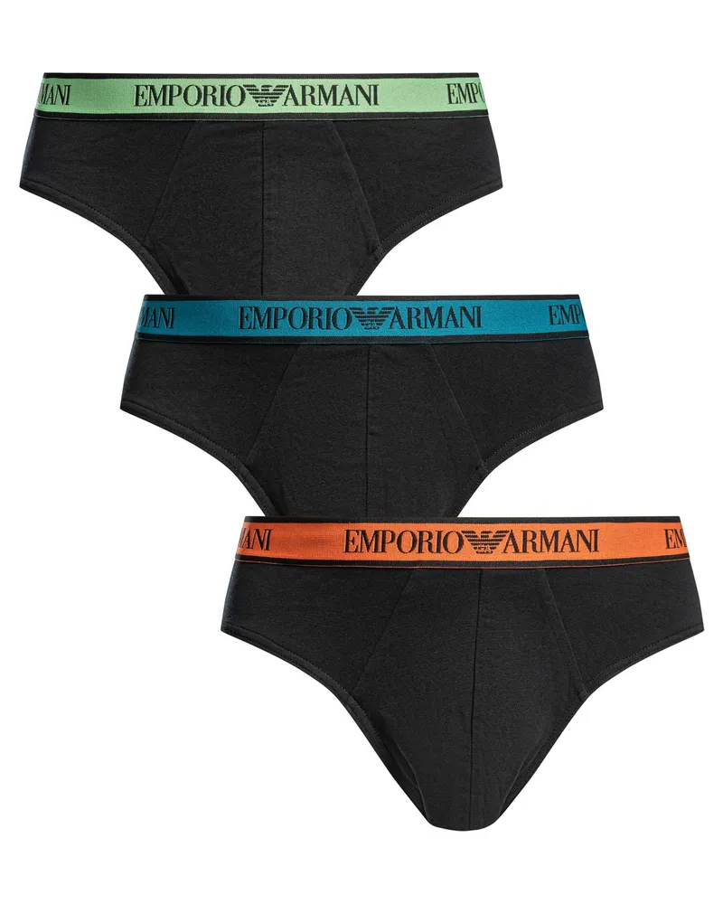 Emporio Armani 3 Pack Cotton Stretch Slip, Schwarz Schwarz