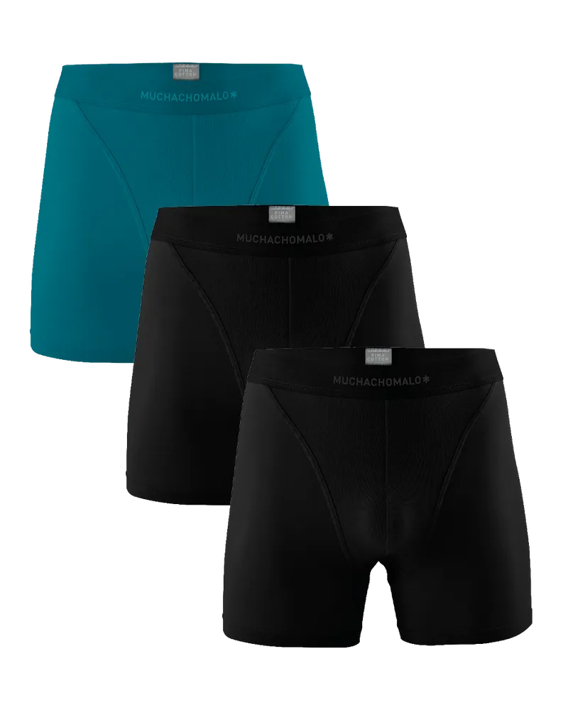 Muchachomalo Herren Pima Baumwolle Boxer Shorts - 3er Pack - Herren Unterwäsche Schwarz