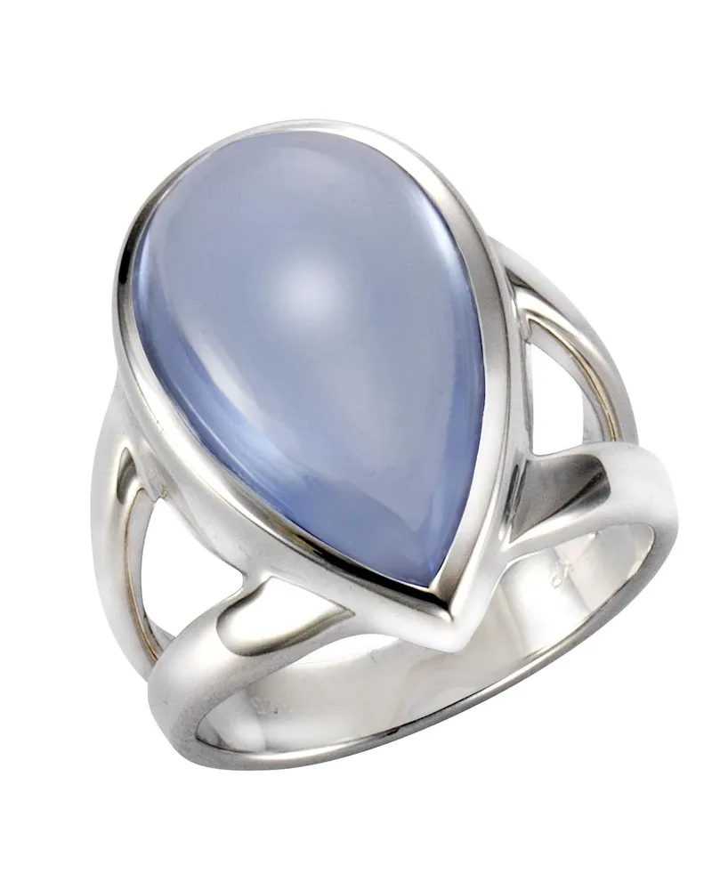 Jamelli Ring 925 Silber rhodiniert Quarz hellblau (beh Silber