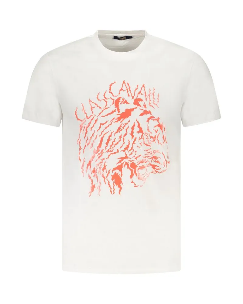 Roberto Cavalli Tiger T-Shirt Grafik Tee Elfenbein