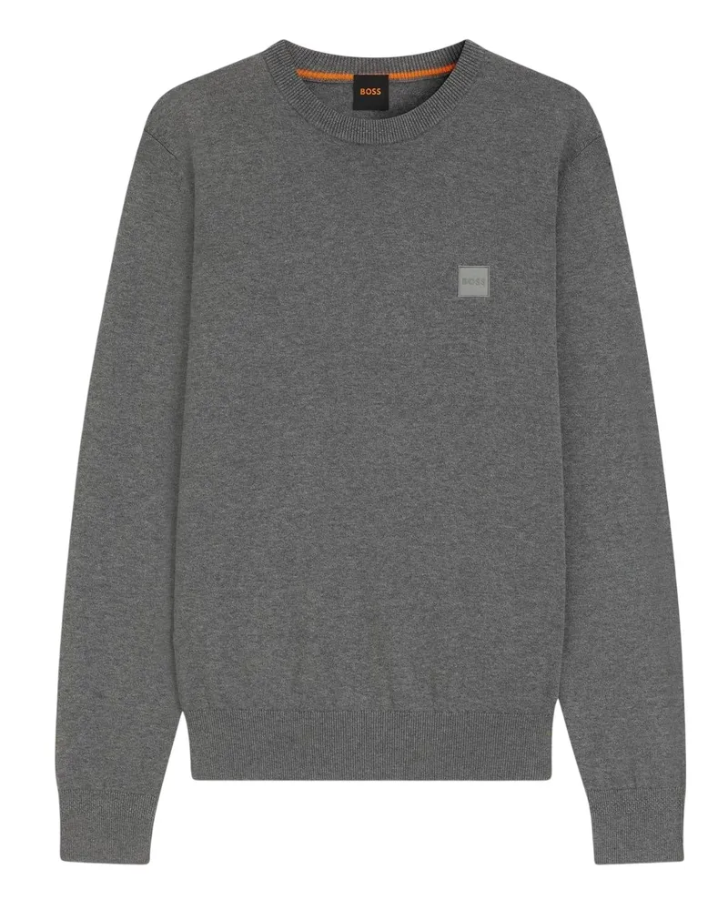 HUGO BOSS Kanovano" Pullover für Herren, Rundhalsausschnitt (Silbergrau Grau