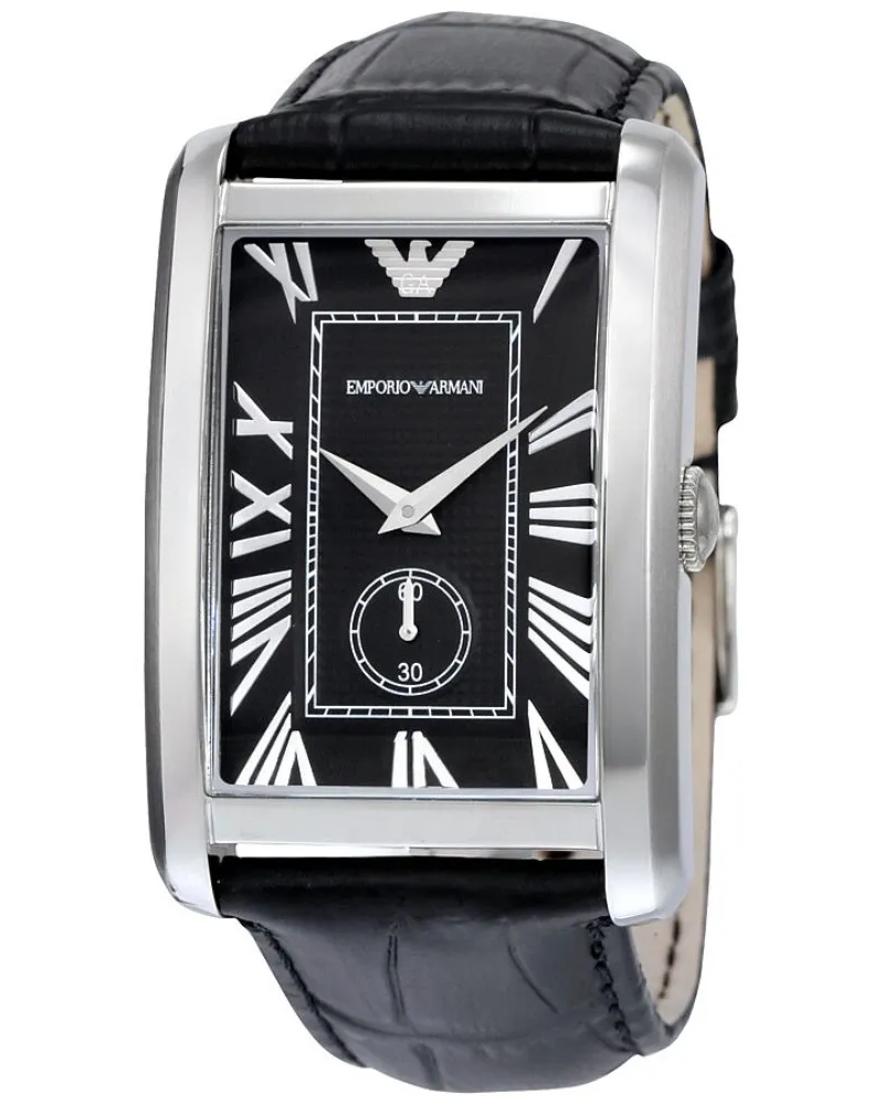 Emporio Armani AR1604 Rechteckig Schwarzes Zifferblatt Herrenuhr Schwarz