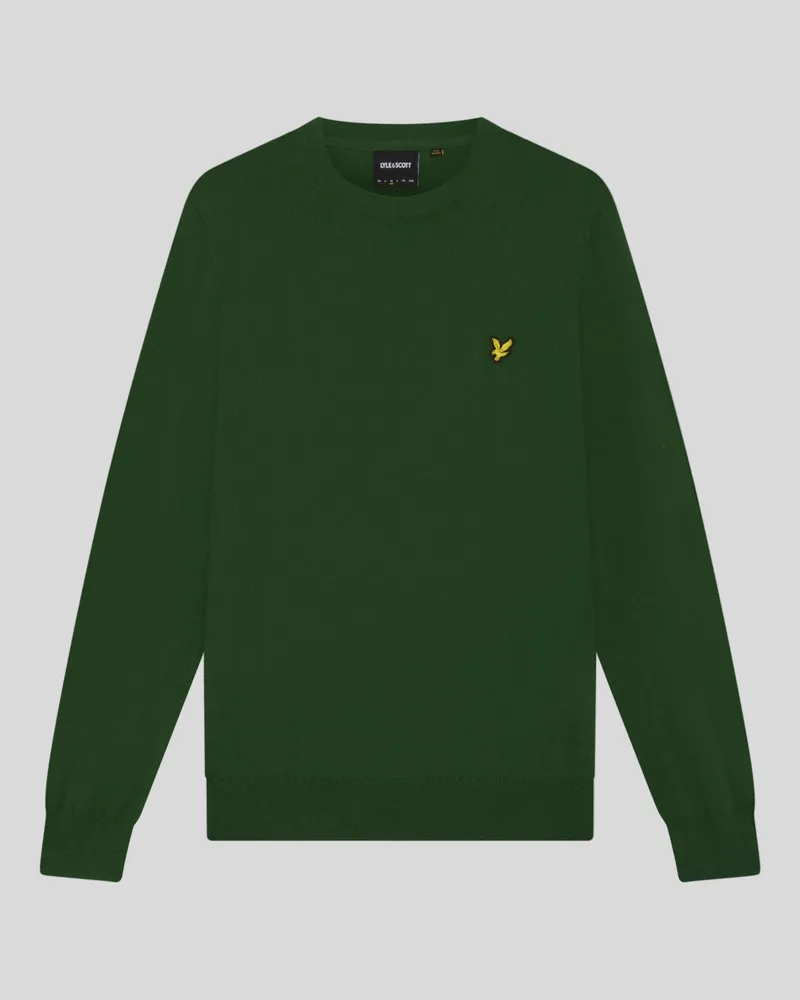 Lyle & Scott Baumwoll-Merinowolle-Rundhalspullover Grün