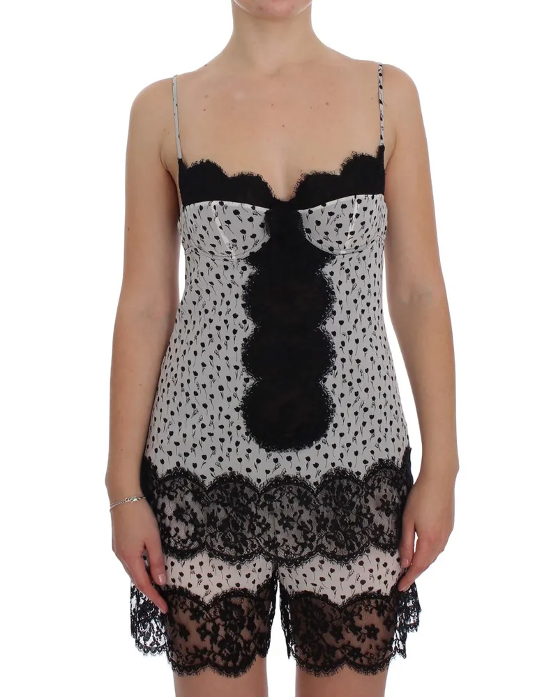 Dolce & Gabbana Dolce Gabbana Etuikleid mit Blumenmuster und Spitzenbesatz Weiß