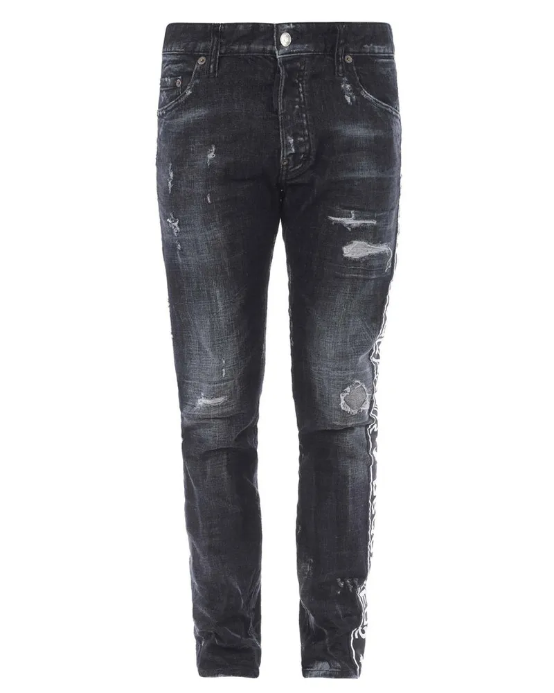 Dsquared2 Skater-jeans Mit Saumband In Schwarz Schwarz