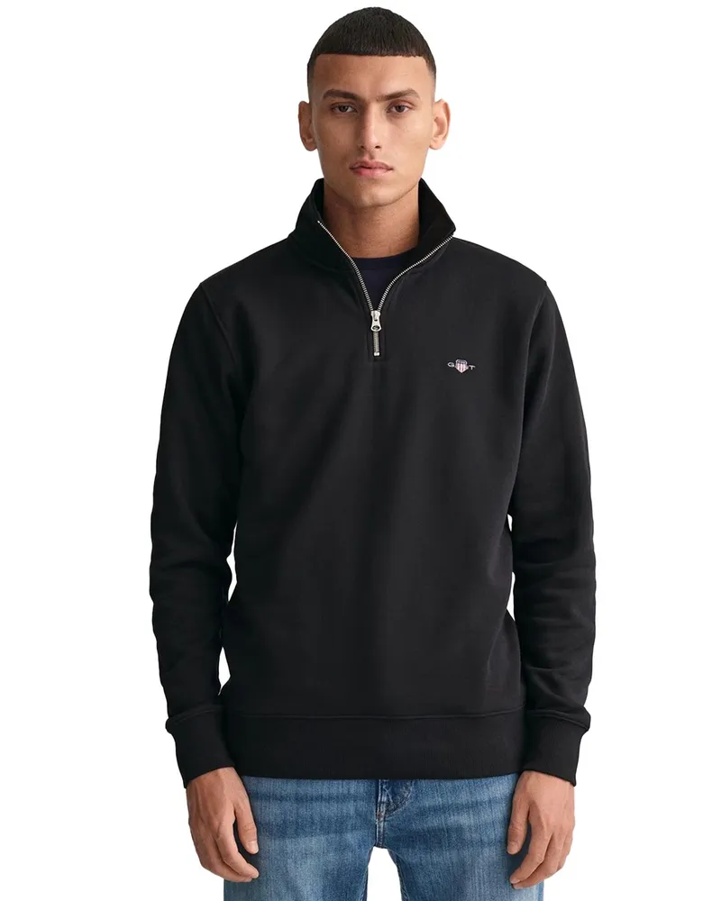 Gant Herren Schild halbe Zip Sweatshirt Schwarz