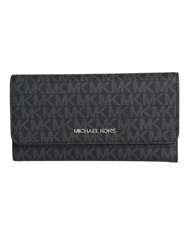 Michael Kors Jet Set Travel 35S8GTVF7L Langer Leder Geldbeutel für Frauen Schwarz