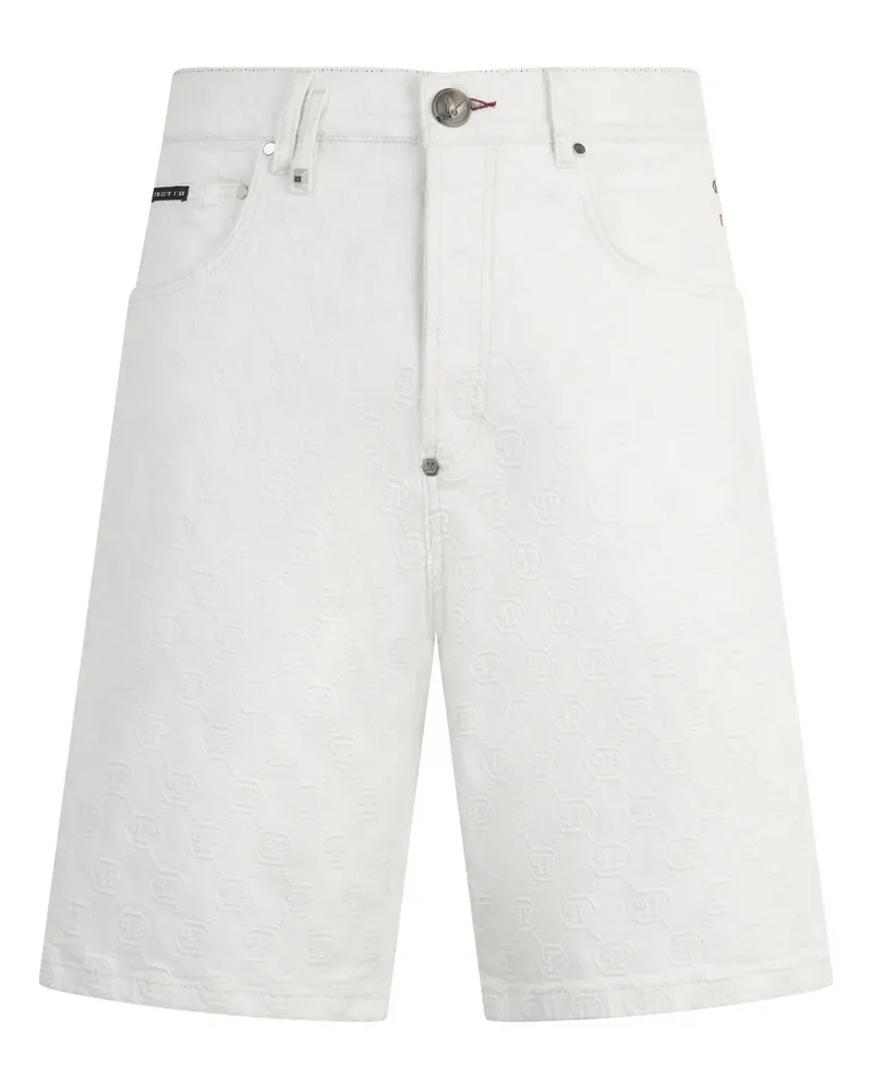 Philipp Plein Formentera Fit Shorts Embroidery Monogram Weiß