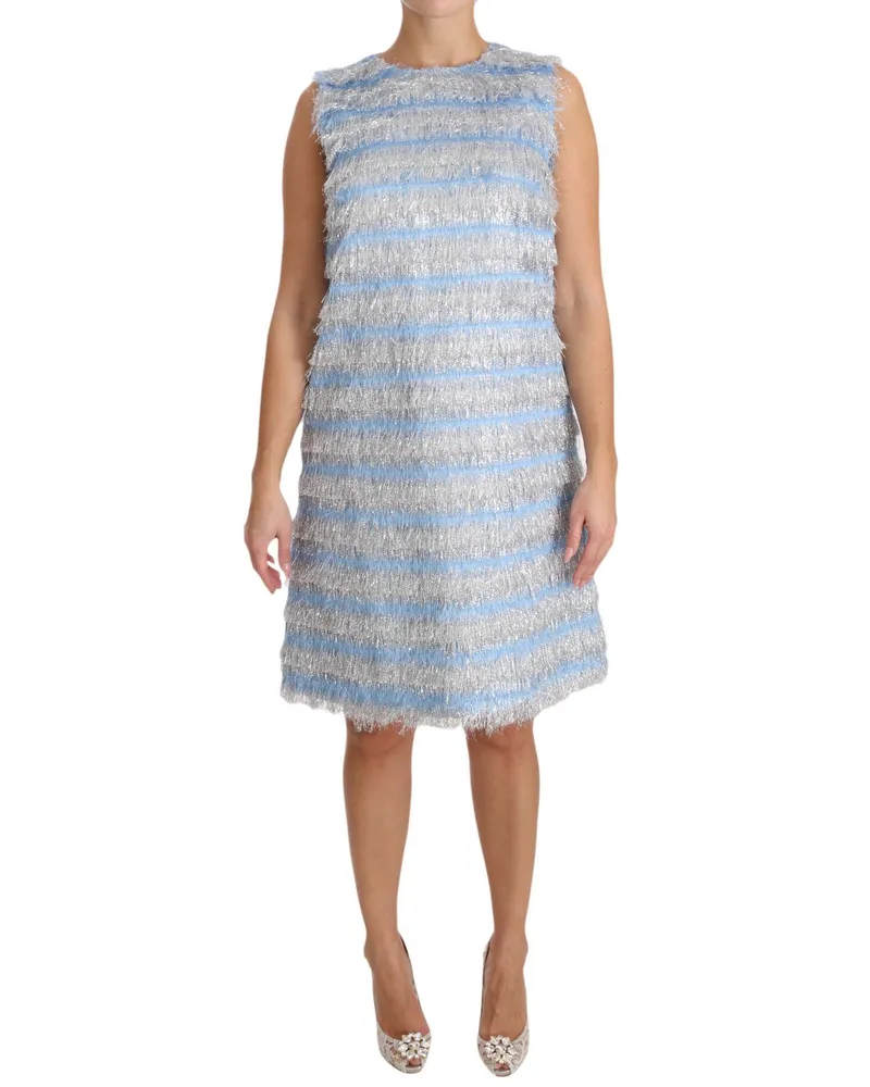Dolce & Gabbana Women's Light Blue Silver Shift Gown Dress (robe droite Blau