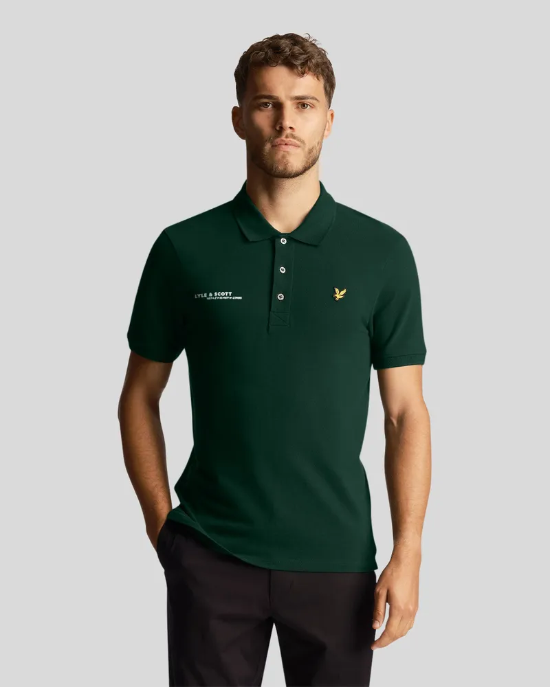 Lyle & Scott Herren-Poloshirt mit Co-Ordinates-Print in Grün Grün