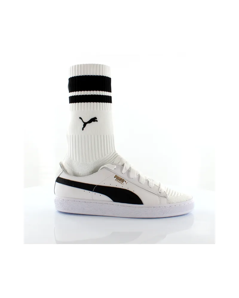 Puma Basket Sockenstil Evoknit White Textile Womens Trainer 365832 01 Weiß