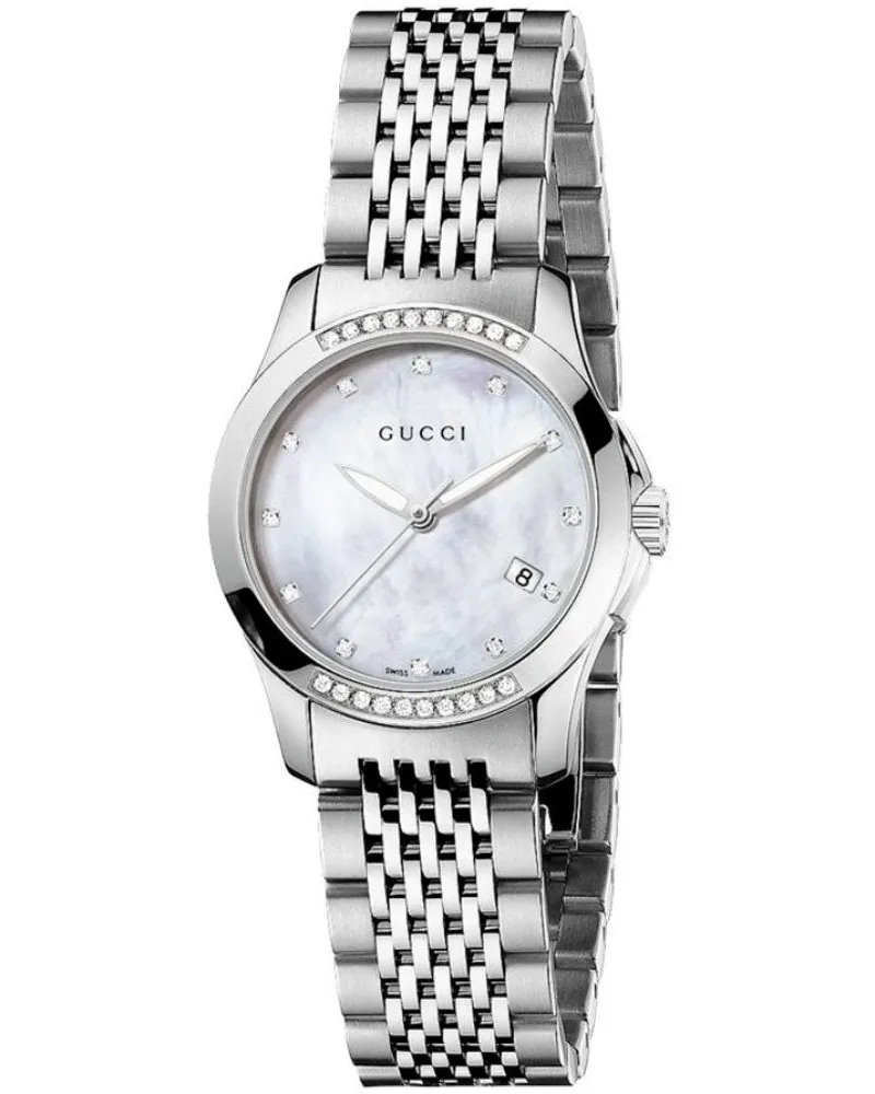 Gucci YA126510 G-Timeless Perlmutt Damenuhr Weiß