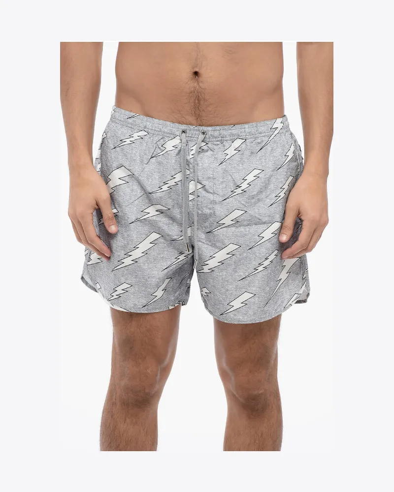 Neil Barrett ALLOVER RAIN BOLTS BADESHORTS Grau