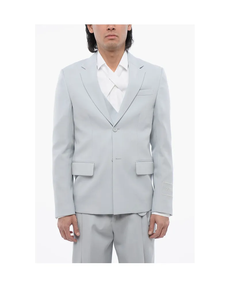 OFF-WHITE Relax Fit Blazer mit Pattentaschen in Hellblau Hellblau